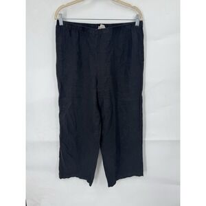 Hot Cotton 100% Linen Wide Leg Pant Women Small Black Minimalist Lagenlook